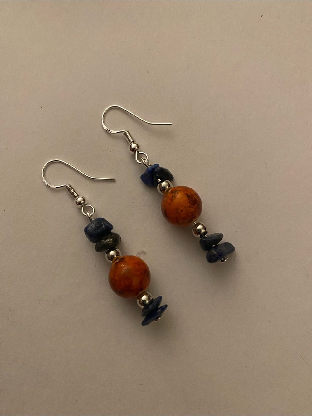 Good Vibes Only Orange and Blue Beaded Dangle Earrings!